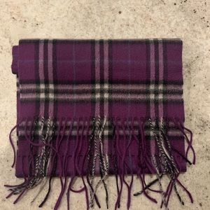 Purple cashmere check scarf